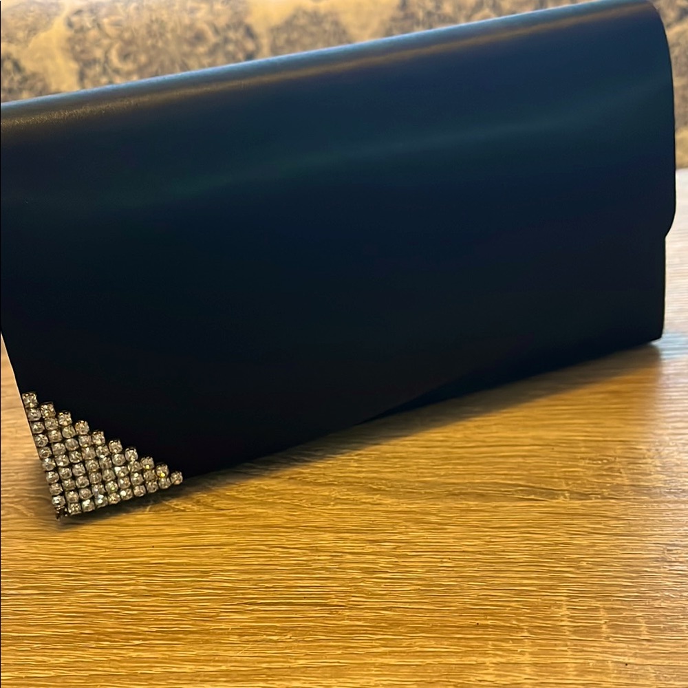 Elegant Black Clutch with Rhinestone Detail